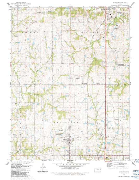 Classic USGS Basehor Kansas 7.5'x7.5' Topo Map Image