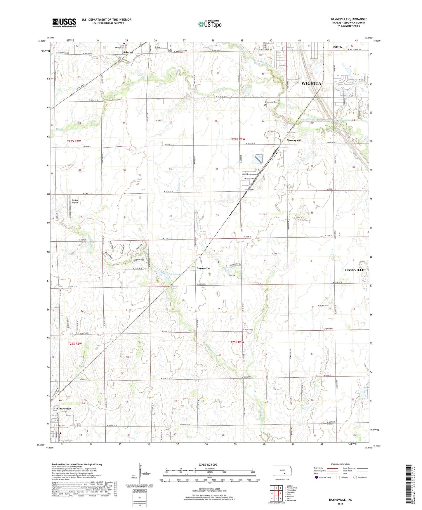 Bayneville Kansas US Topo Map Image