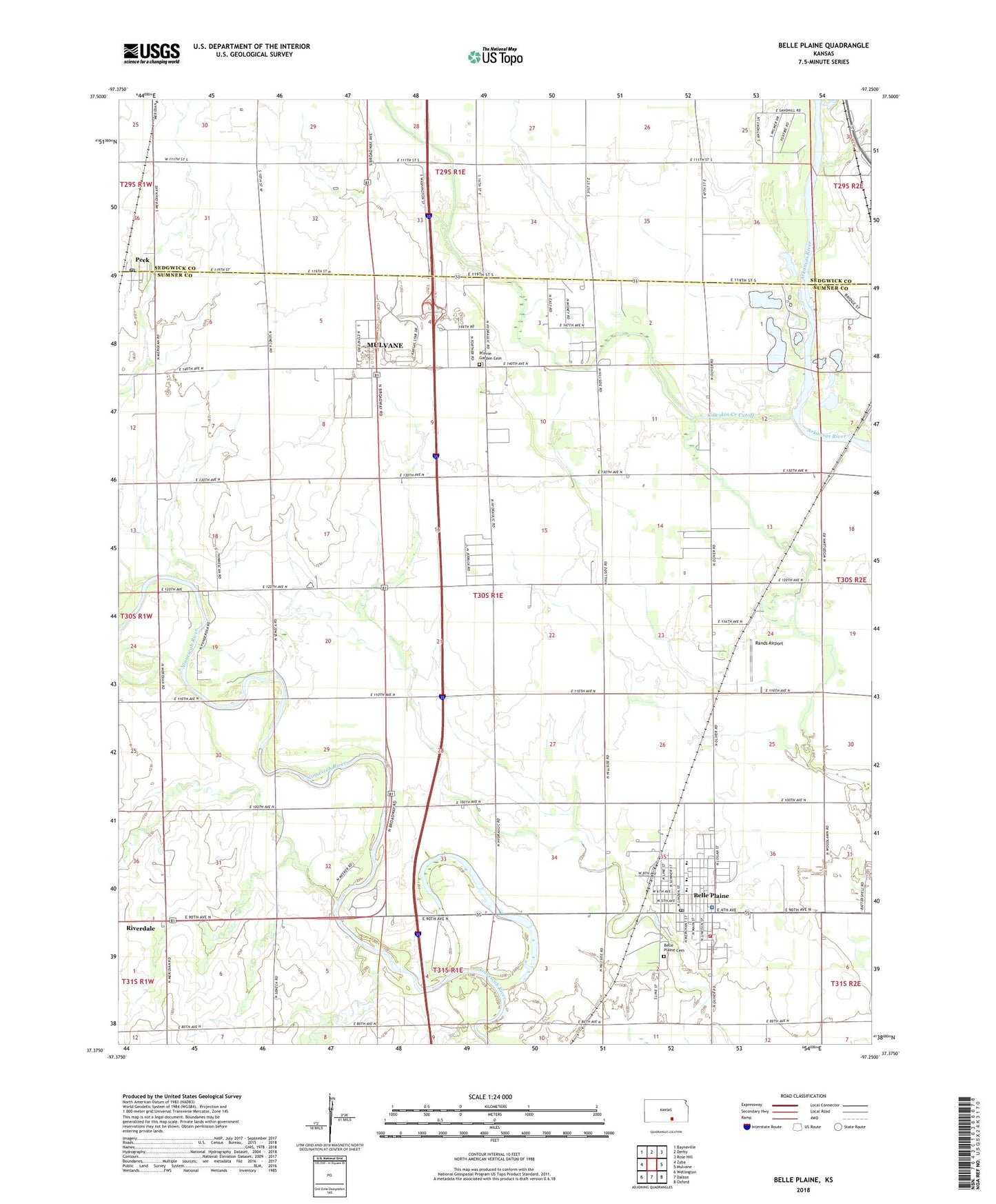 Belle Plaine Kansas US Topo Map Image