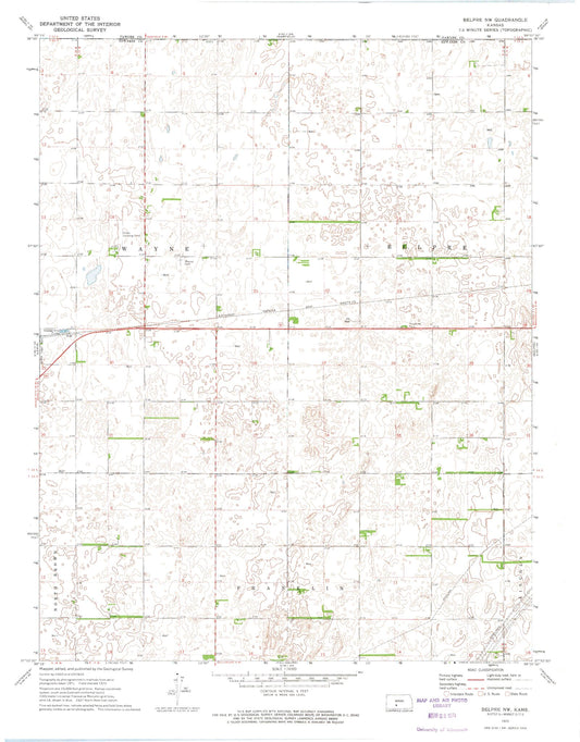 Classic USGS Belpre NW Kansas 7.5'x7.5' Topo Map Image