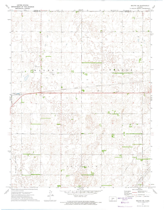 Classic USGS Belpre NW Kansas 7.5'x7.5' Topo Map Image