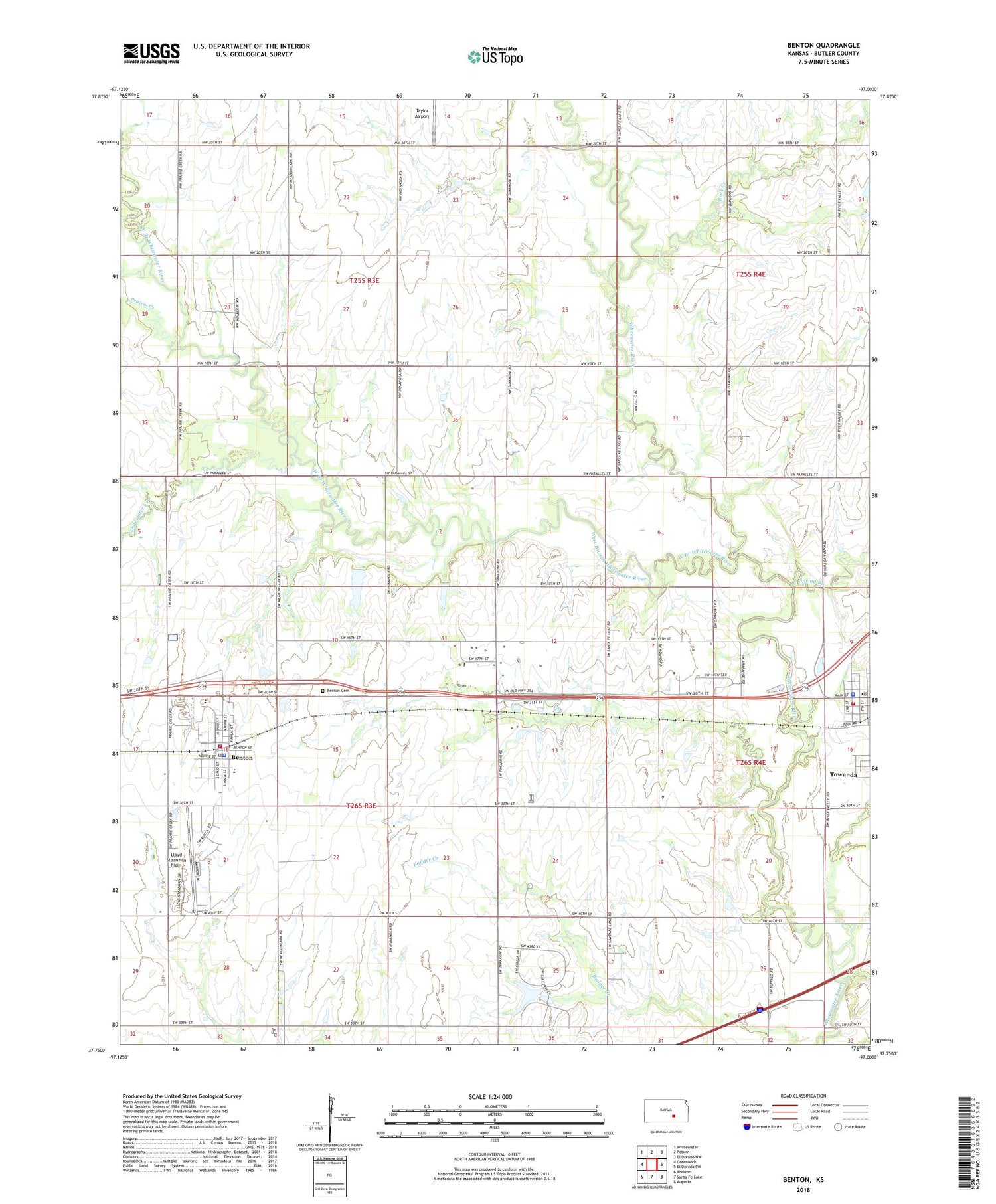 Benton Kansas US Topo Map Image