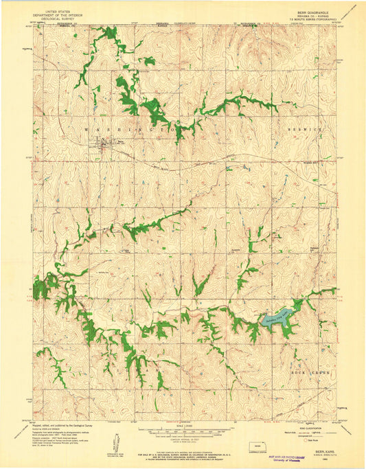 Classic USGS Bern Kansas 7.5'x7.5' Topo Map Image