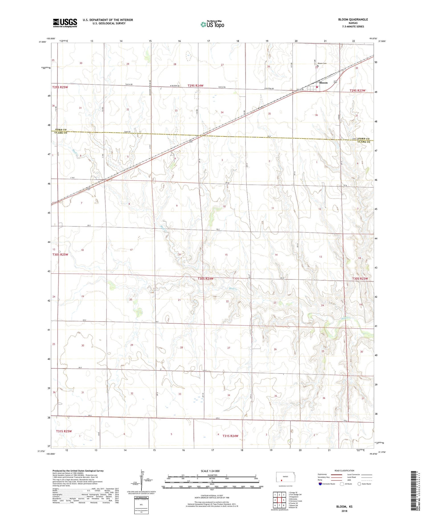 Bloom Kansas US Topo Map Image