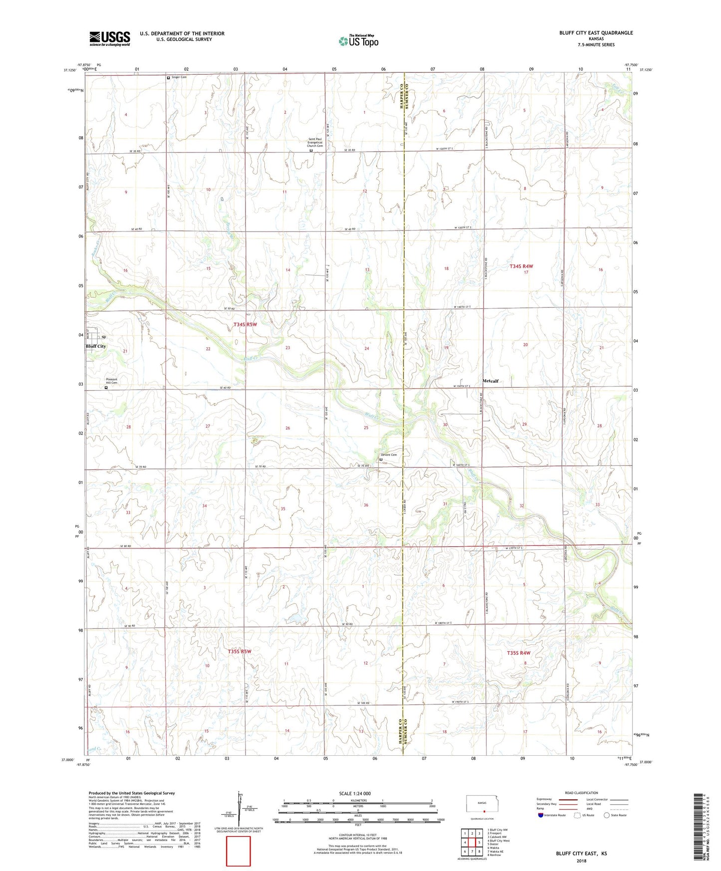 Bluff City East Kansas US Topo Map Image