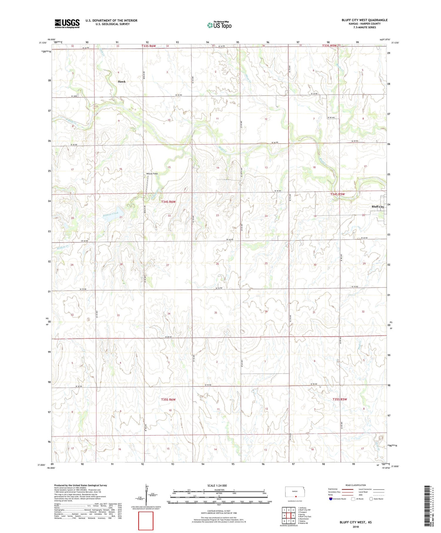 Bluff City West Kansas US Topo Map Image