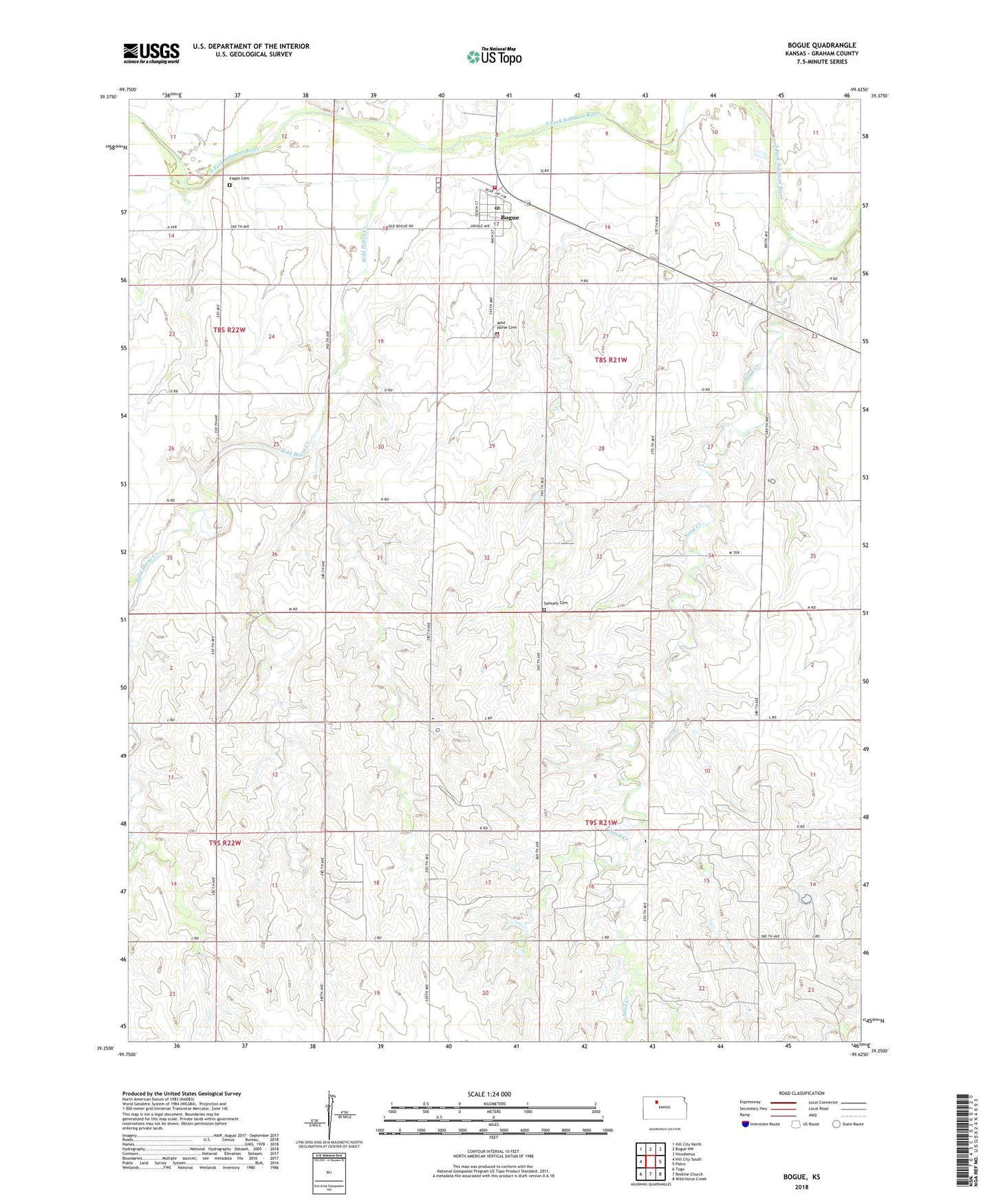 Bogue Kansas US Topo Map Image