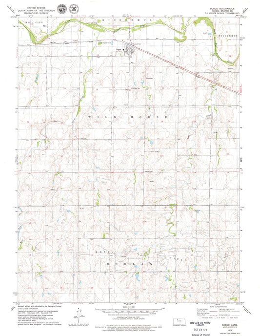 Classic USGS Bogue Kansas 7.5'x7.5' Topo Map Image