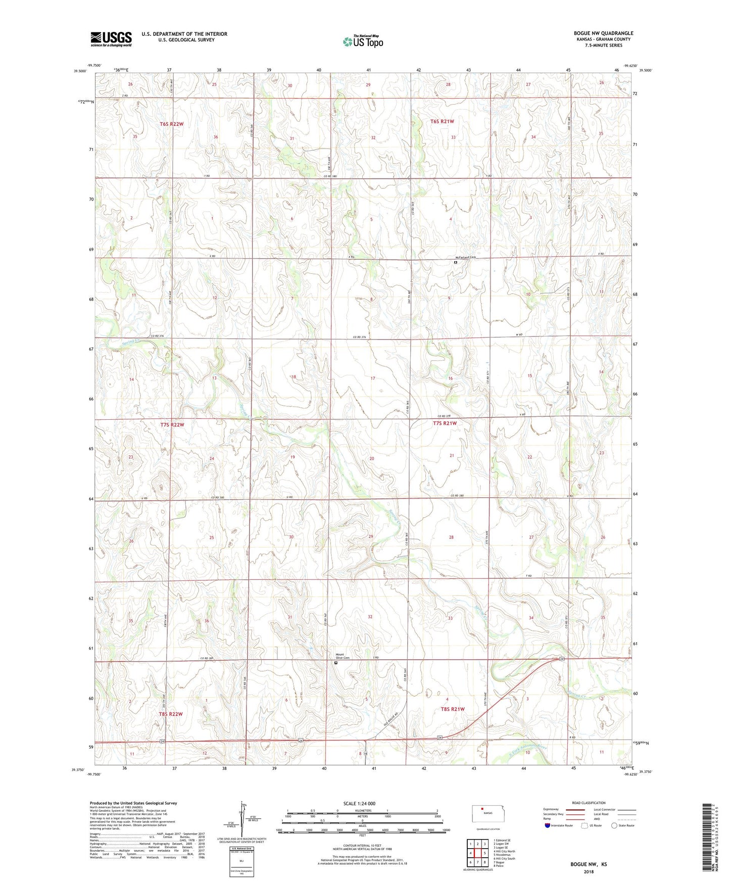 Bogue NW Kansas US Topo Map Image