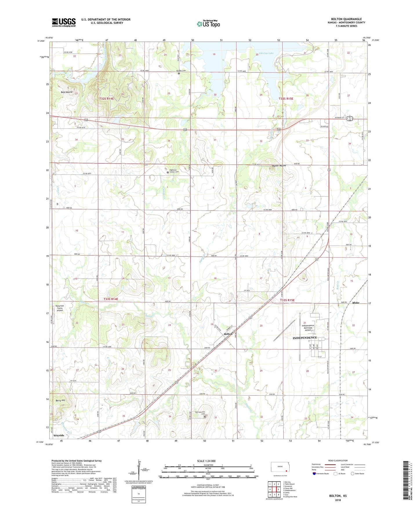 Bolton Kansas US Topo Map Image