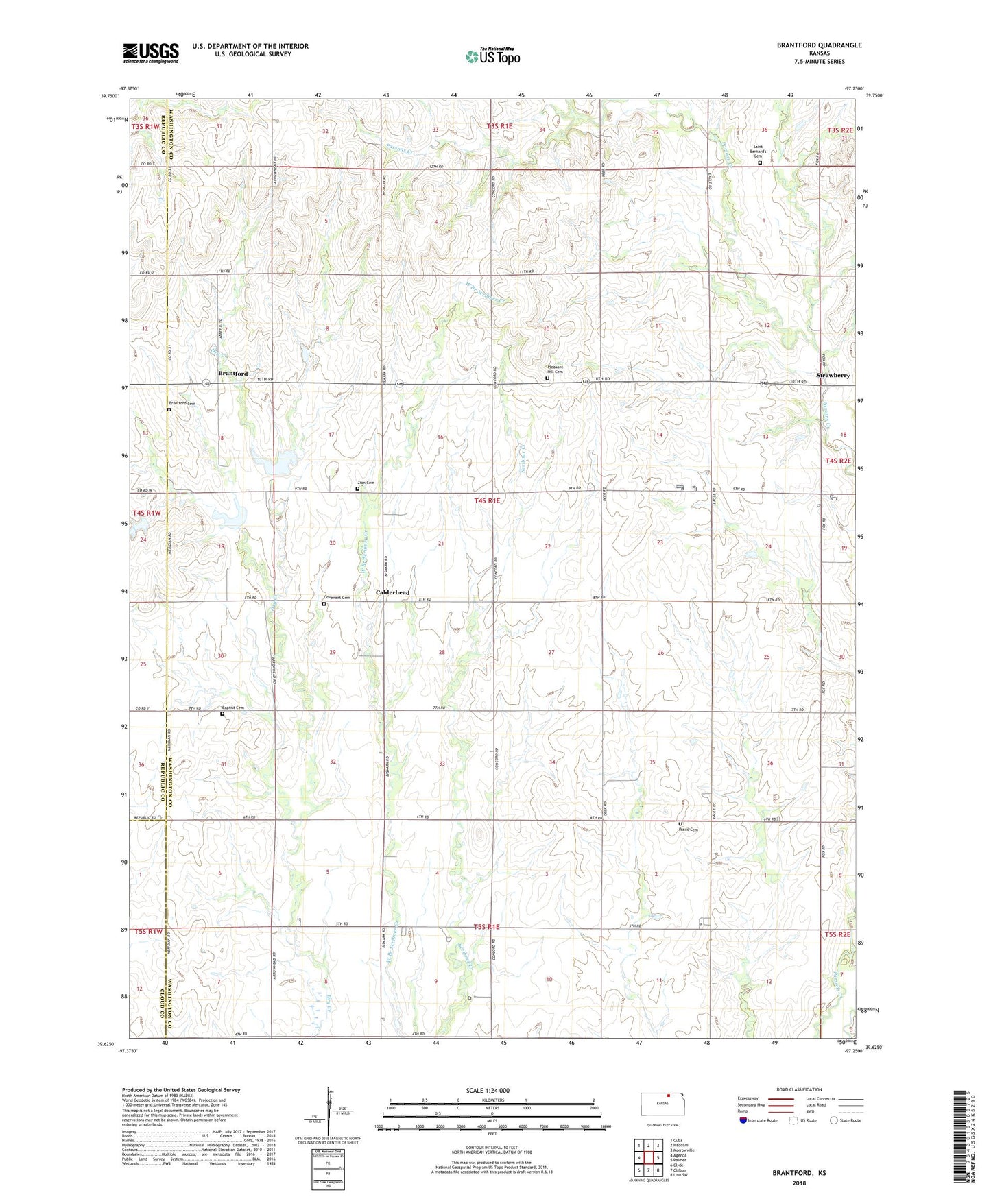 Brantford Kansas US Topo Map Image