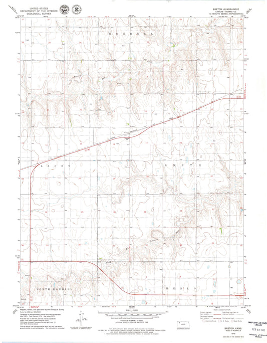 Classic USGS Breton Kansas 7.5'x7.5' Topo Map Image