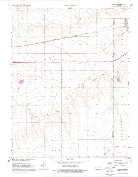 Classic USGS Brewster Kansas 7.5'x7.5' Topo Map Image
