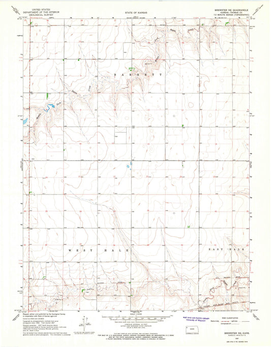 Classic USGS Brewster NE Kansas 7.5'x7.5' Topo Map Image