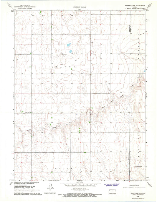 Classic USGS Brewster NW Kansas 7.5'x7.5' Topo Map Image