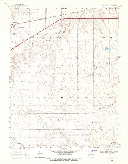 Classic USGS Brewster SE Kansas 7.5'x7.5' Topo Map Image