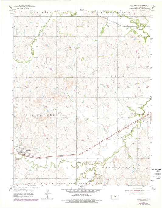 Classic USGS Brookville Kansas 7.5'x7.5' Topo Map Image