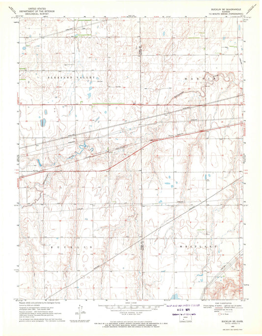 Classic USGS Bucklin SE Kansas 7.5'x7.5' Topo Map Image