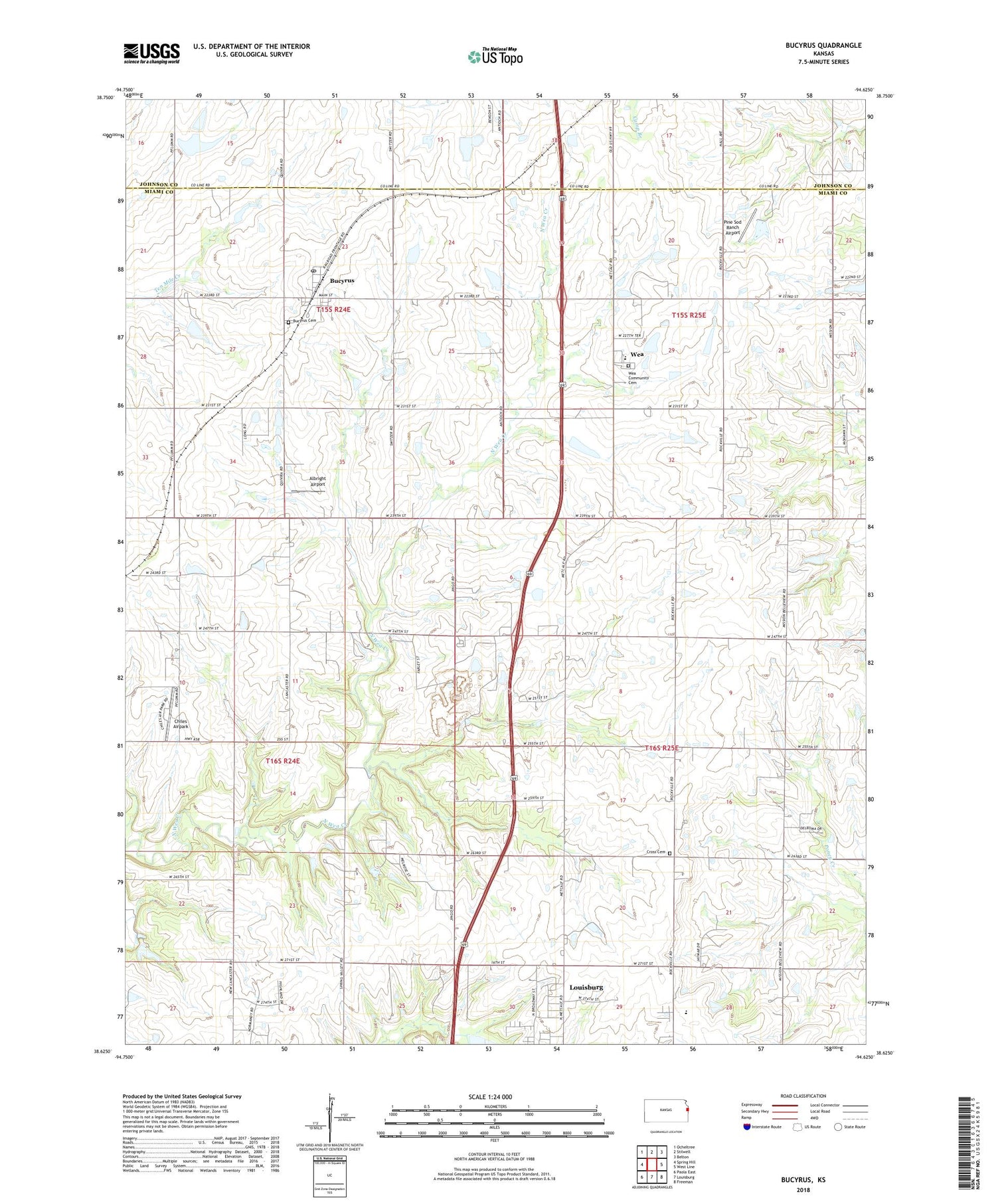 Bucyrus Kansas US Topo Map Image