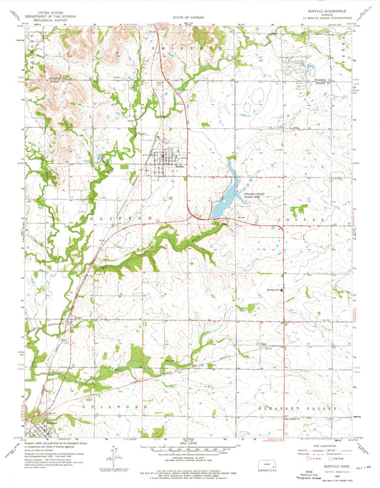 Classic USGS Buffalo Kansas 7.5'x7.5' Topo Map Image