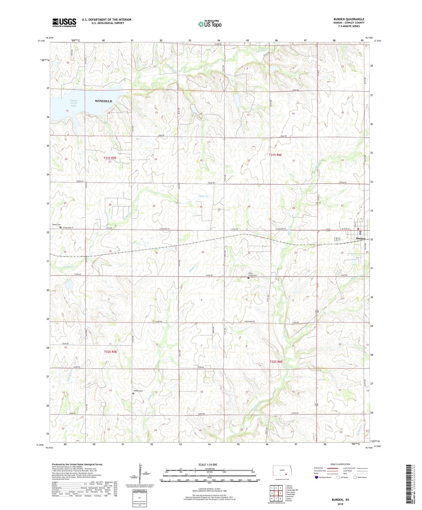 Burden Kansas US Topo Map Image
