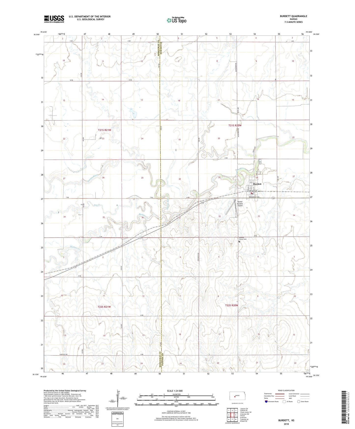 Burdett Kansas US Topo Map Image