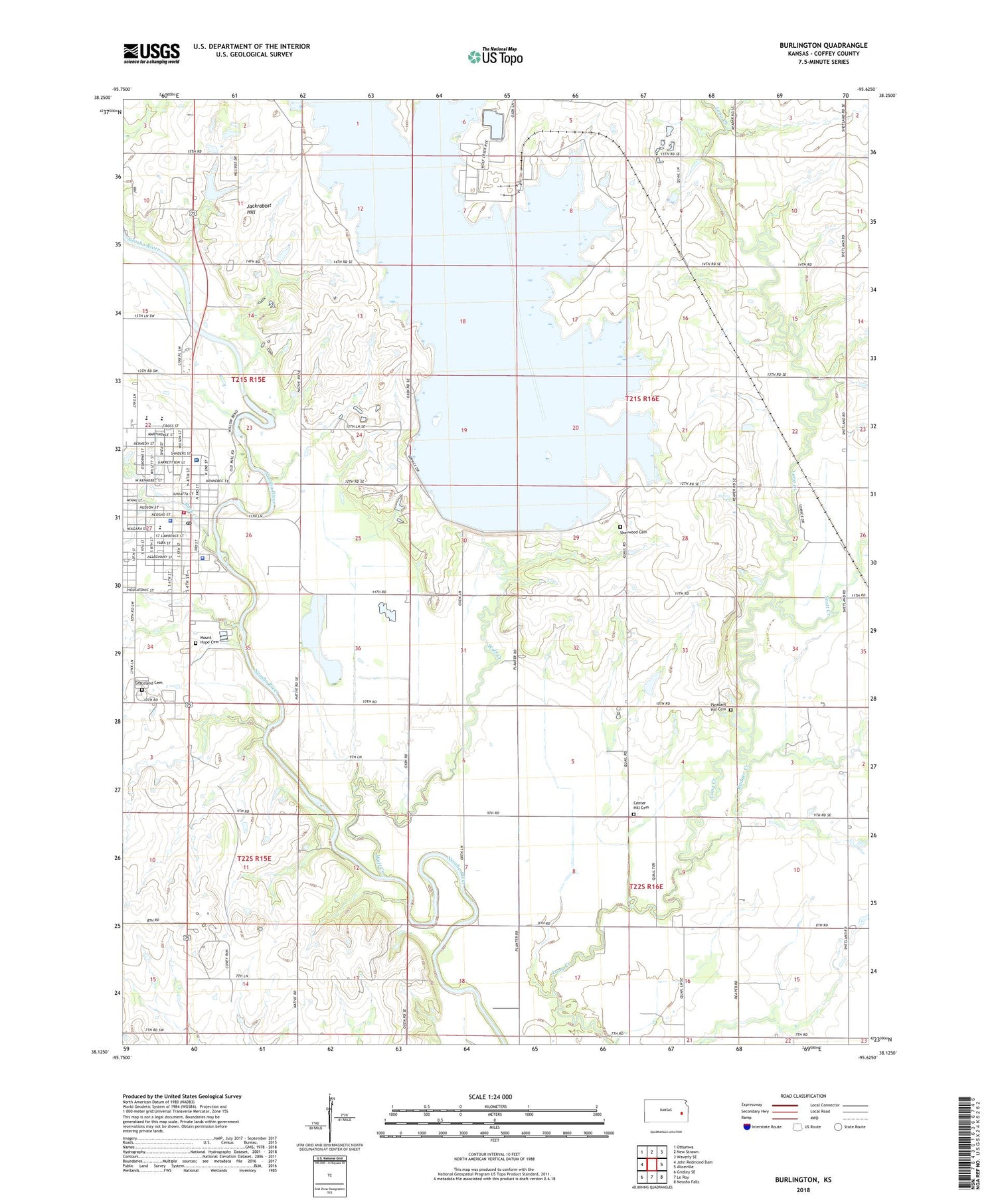 Burlington Kansas US Topo Map Image
