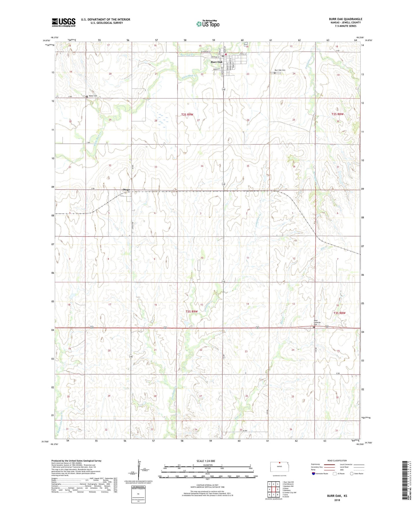 Burr Oak Kansas US Topo Map Image