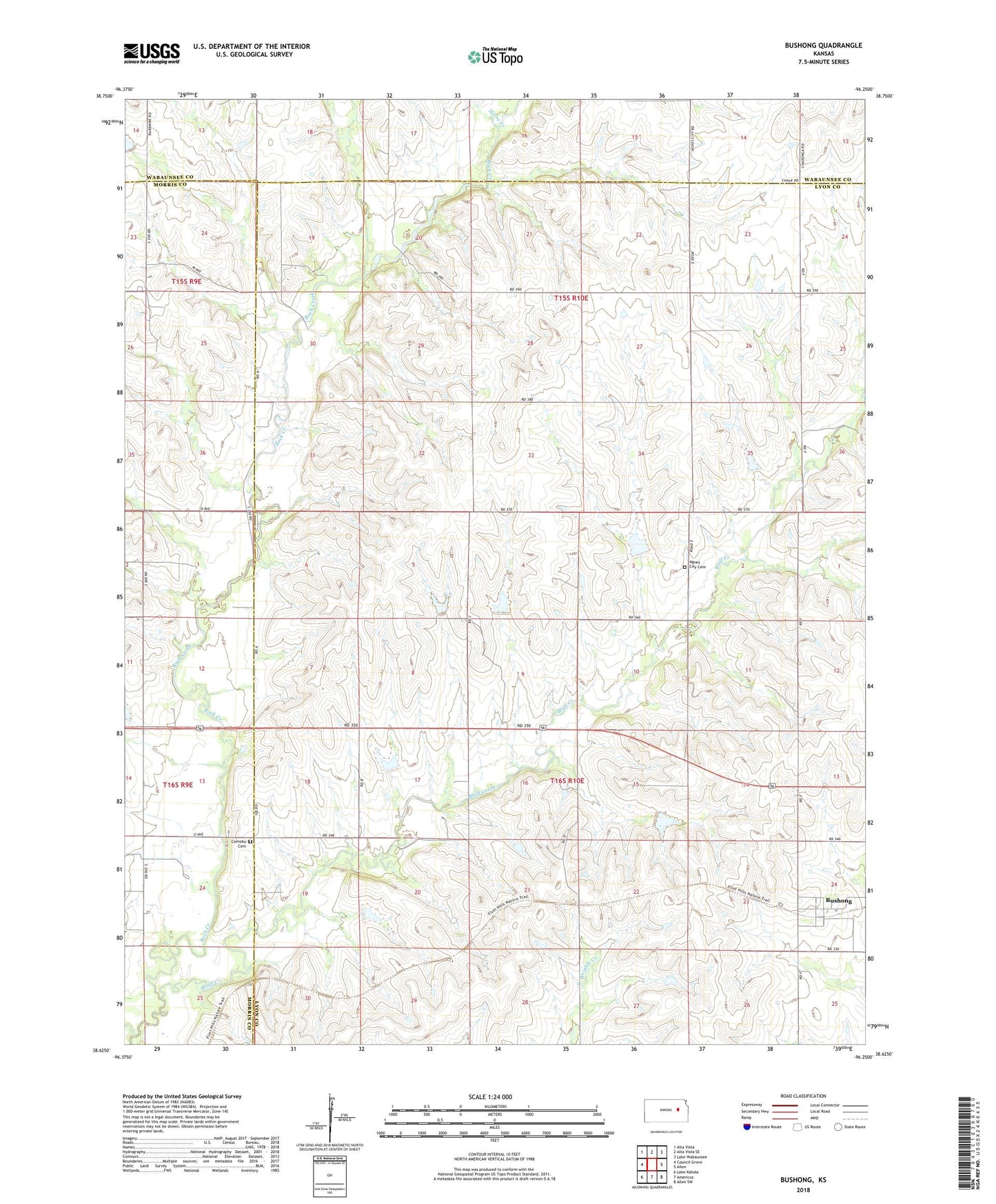 Bushong Kansas US Topo Map Image