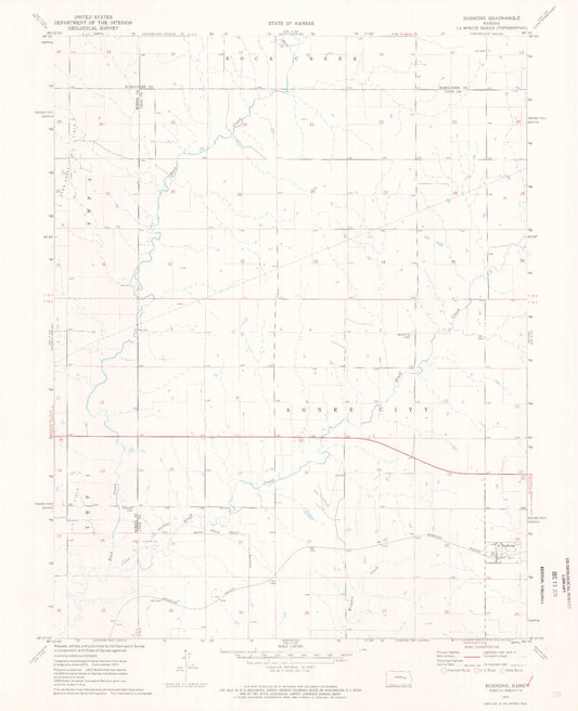 Classic USGS Bushong Kansas 7.5'x7.5' Topo Map Image