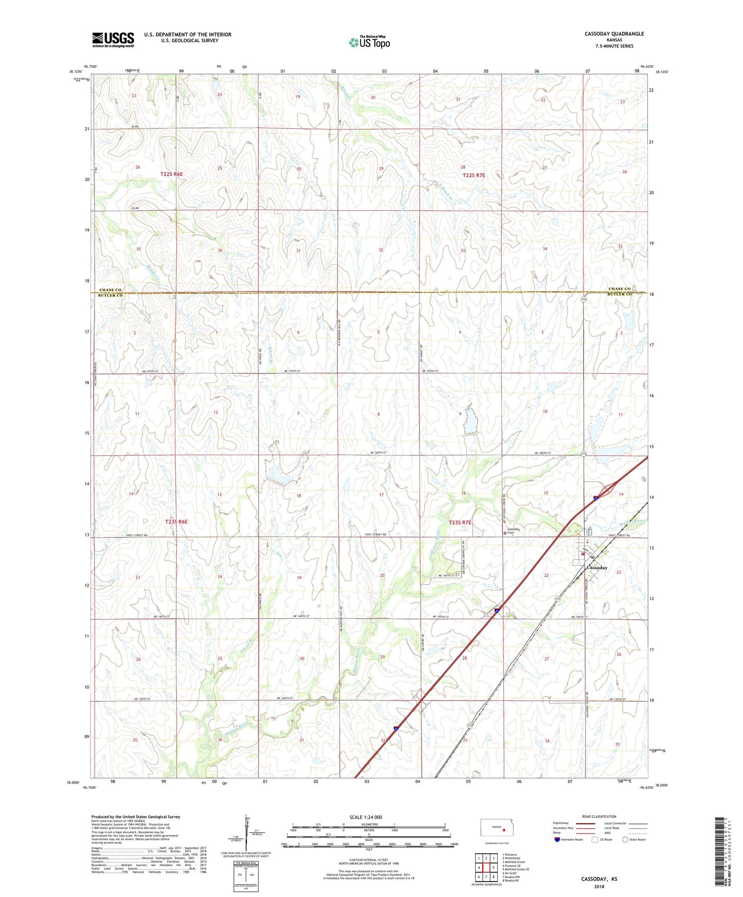 Cassoday Kansas US Topo Map Image
