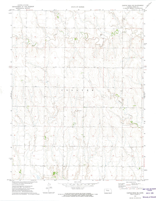 Classic USGS Castle Rock NE Kansas 7.5'x7.5' Topo Map Image