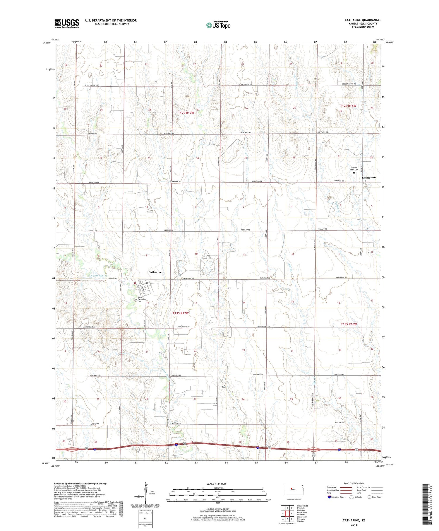 Catharine Kansas US Topo Map Image