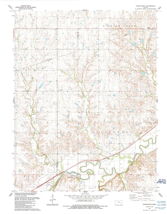 Classic USGS Cedar Point Kansas 7.5'x7.5' Topo Map Image
