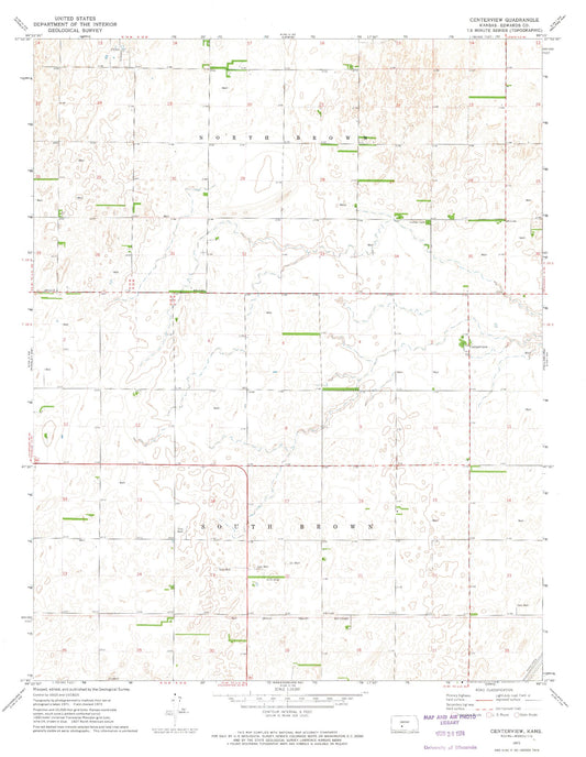 Classic USGS Centerview Kansas 7.5'x7.5' Topo Map Image