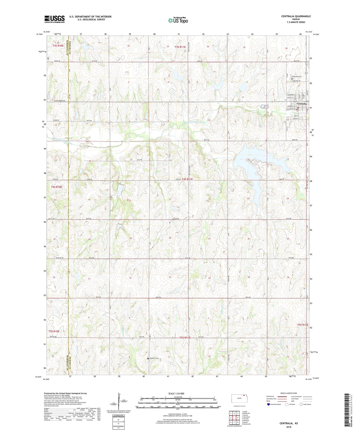 Centralia Kansas US Topo Map Image
