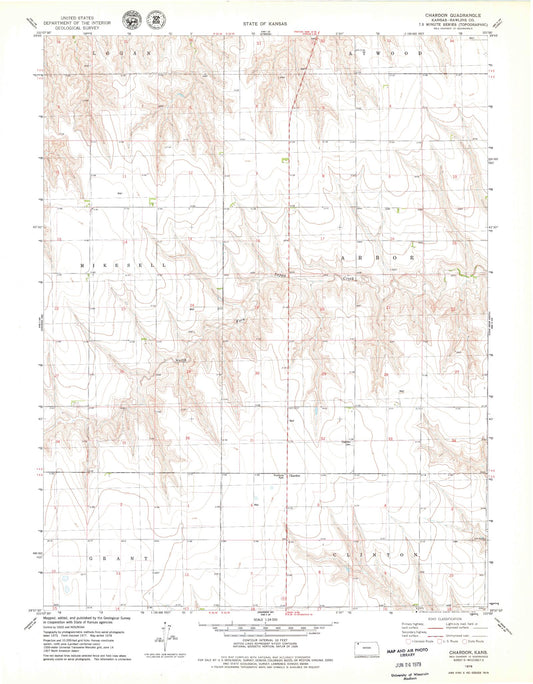 Classic USGS Chardon Kansas 7.5'x7.5' Topo Map Image
