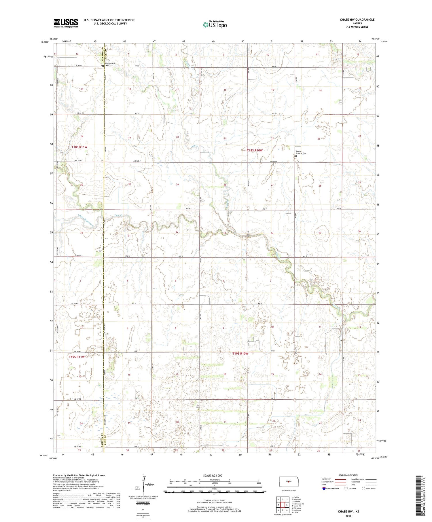 Chase NW Kansas US Topo Map Image