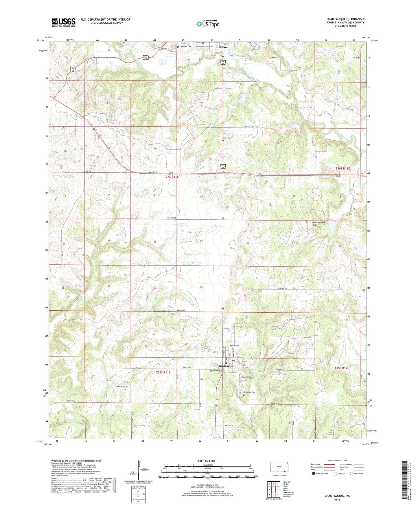 Chautauqua Kansas US Topo Map Image