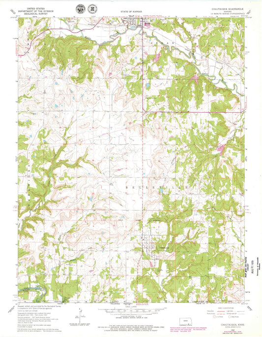 Classic USGS Chautauqua Kansas 7.5'x7.5' Topo Map Image