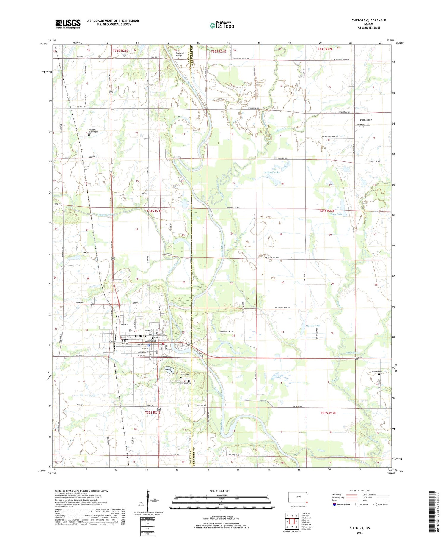 Chetopa Kansas US Topo Map Image
