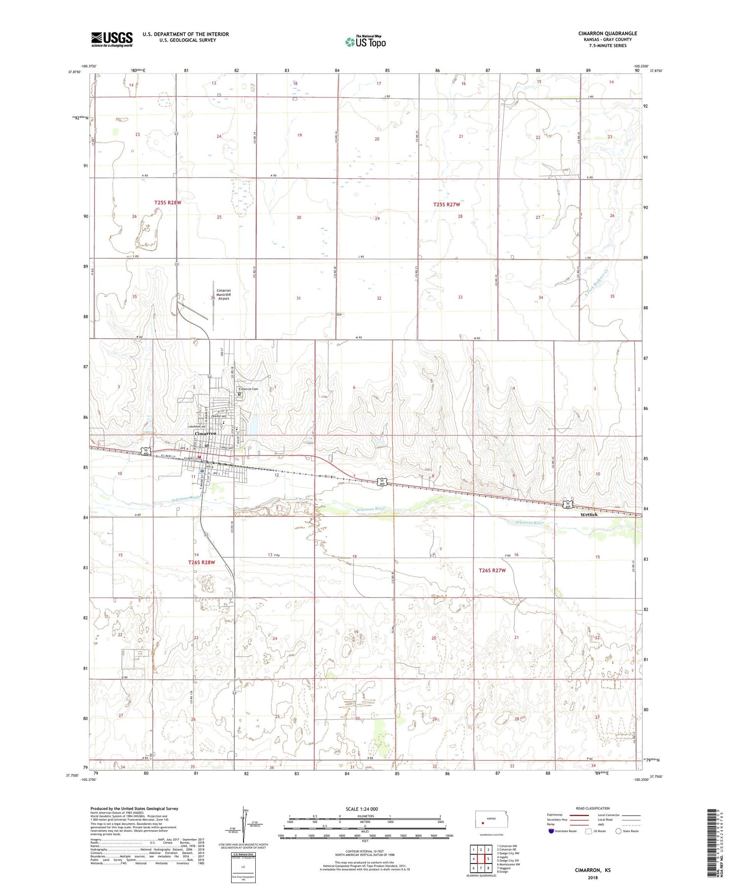 Cimarron Kansas US Topo Map Image