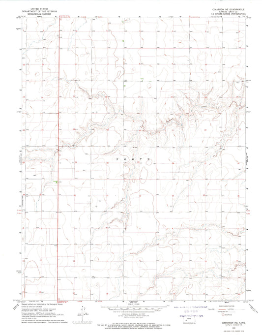 Classic USGS Cimarron NE Kansas 7.5'x7.5' Topo Map Image