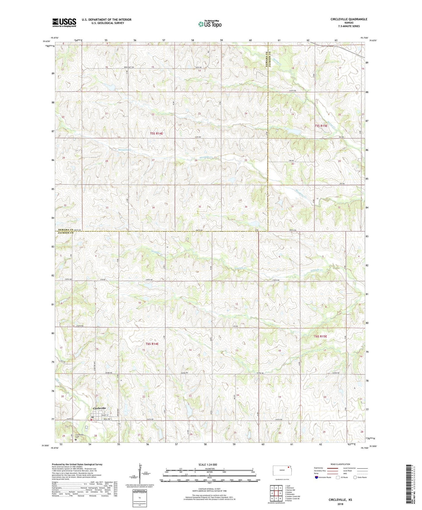 Circleville Kansas US Topo Map Image