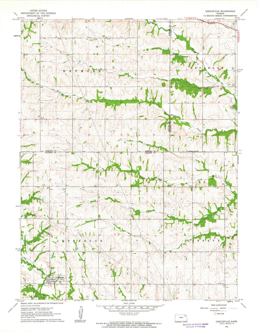 Classic USGS Circleville Kansas 7.5'x7.5' Topo Map Image