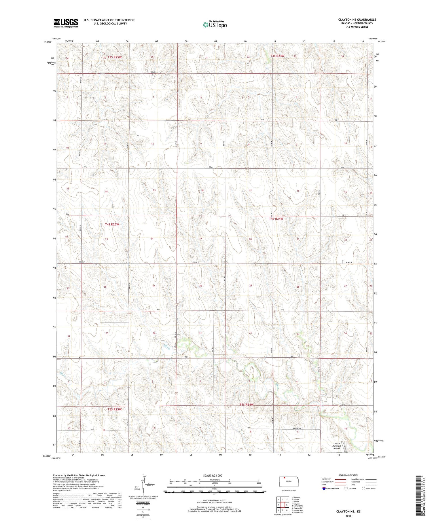 Clayton NE Kansas US Topo Map Image