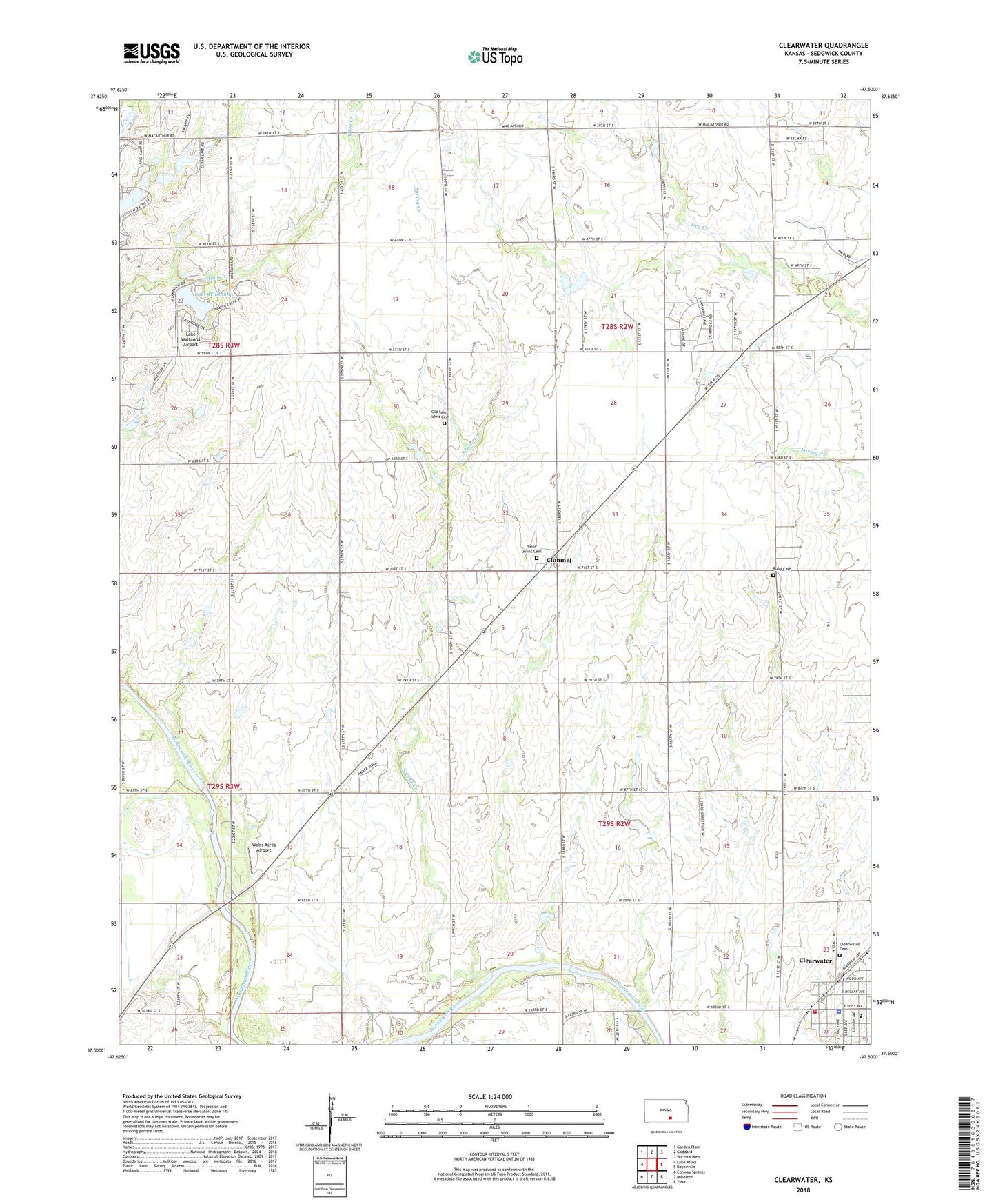 Clearwater Kansas US Topo Map Image