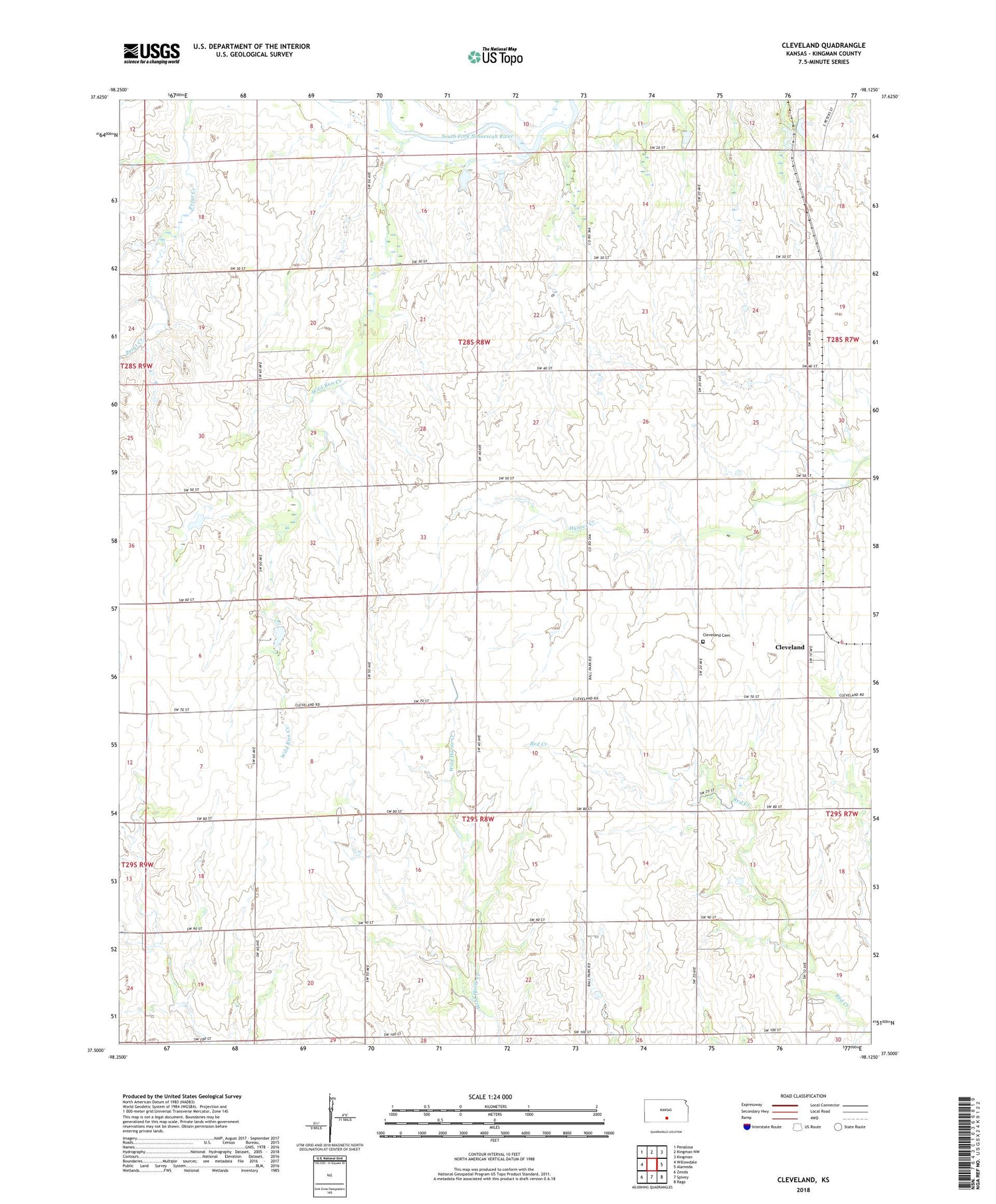 Cleveland Kansas US Topo Map Image