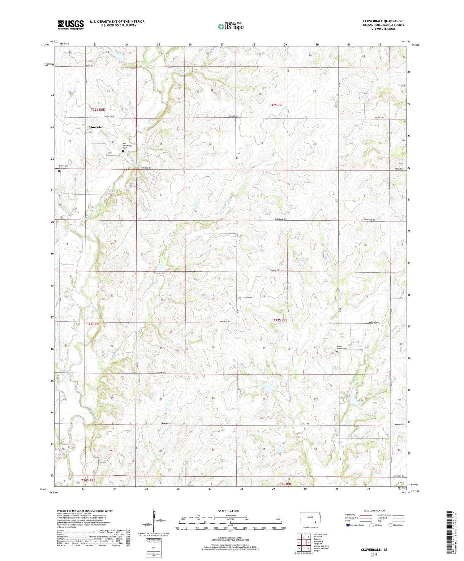 Cloverdale Kansas US Topo Map Image