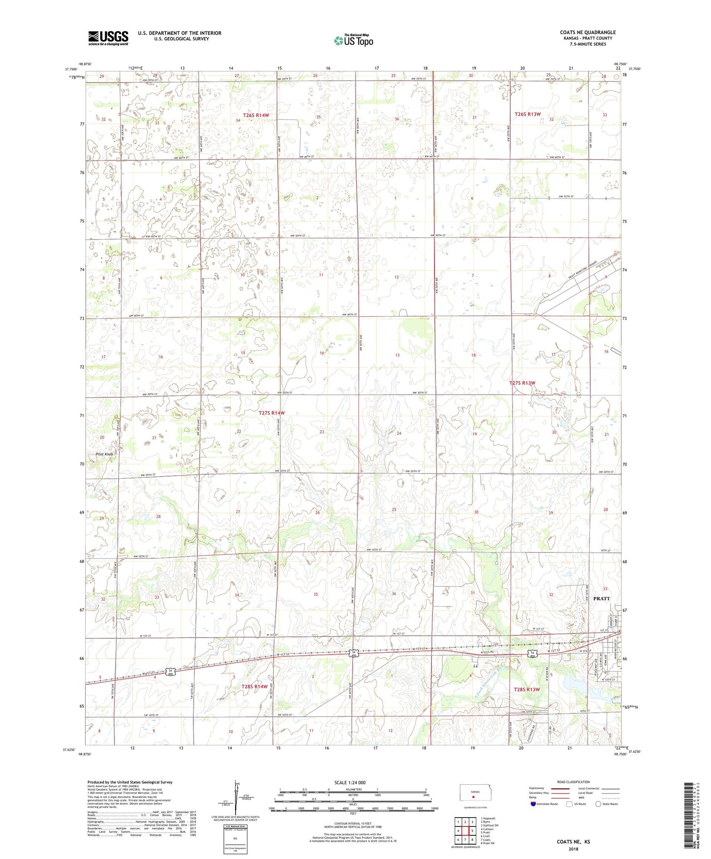 Coats NE Kansas US Topo Map Image